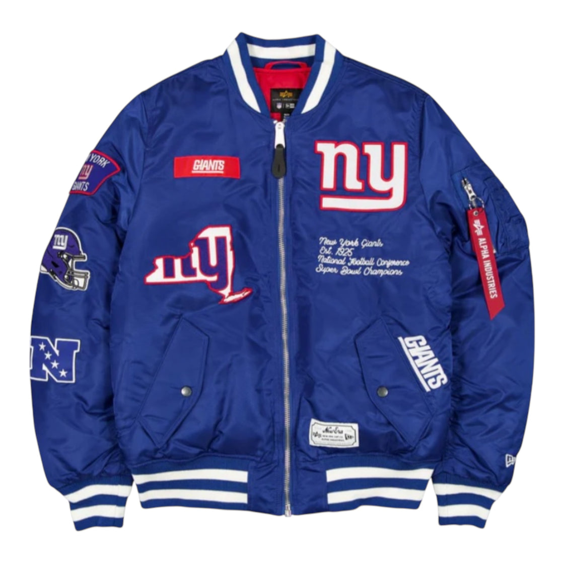 New York Giants Alpha Industries Blue MA-1 Bomber Jacket