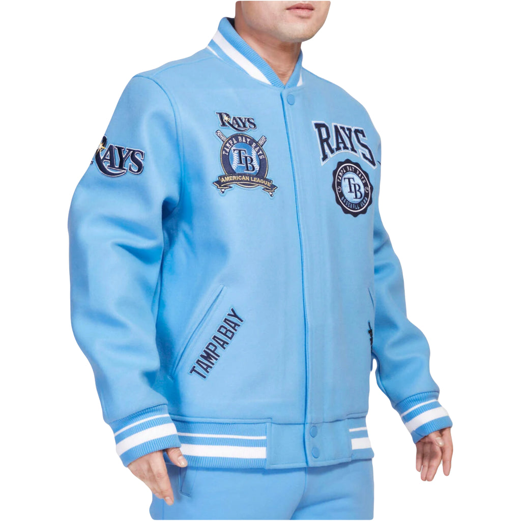 Tampa Bay Rays Crest Emble Wool Pro Standard Varsity Jacket (University Blue)