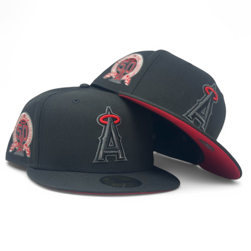 Angels 35th Anniversary Cherry Pack Black Red Brim Fitted Hats