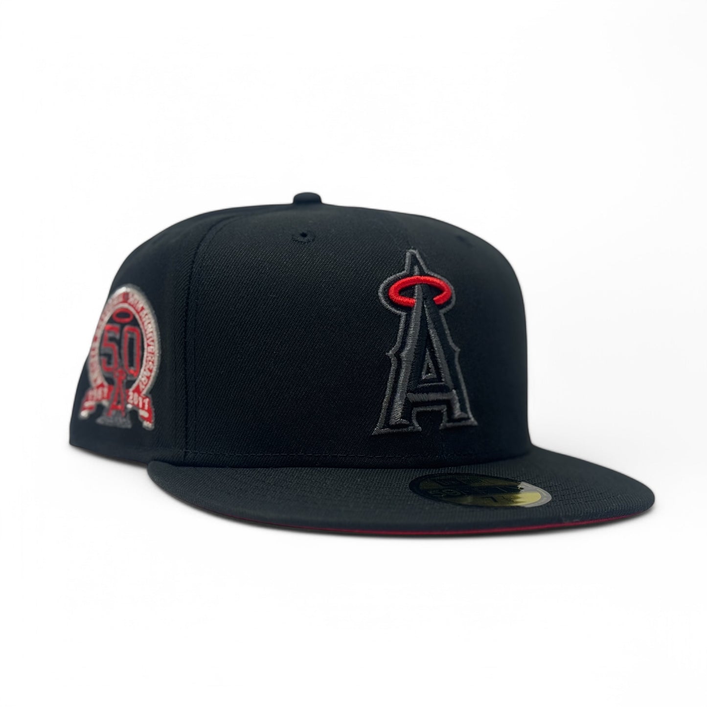 Angels 35th Anniversary "Cherry Pack" Black Red Brim Fitted Hats