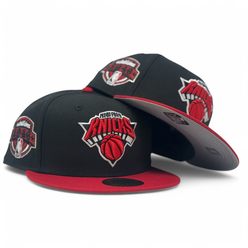 New York Knicks 1946 Established Fitted Hats-Black Red