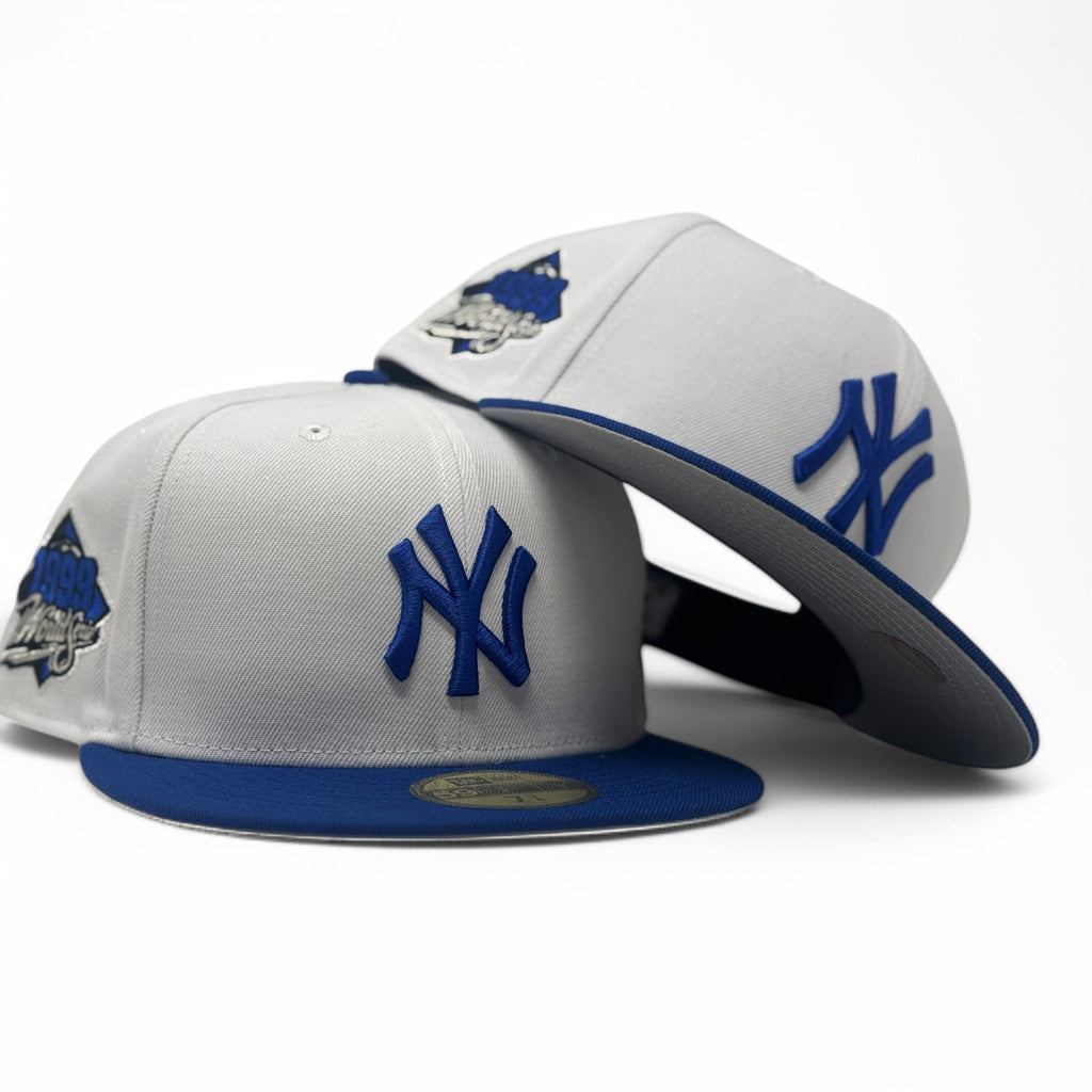 New York Yankees 1999 World Series Fitted Hats-White Royal Blue