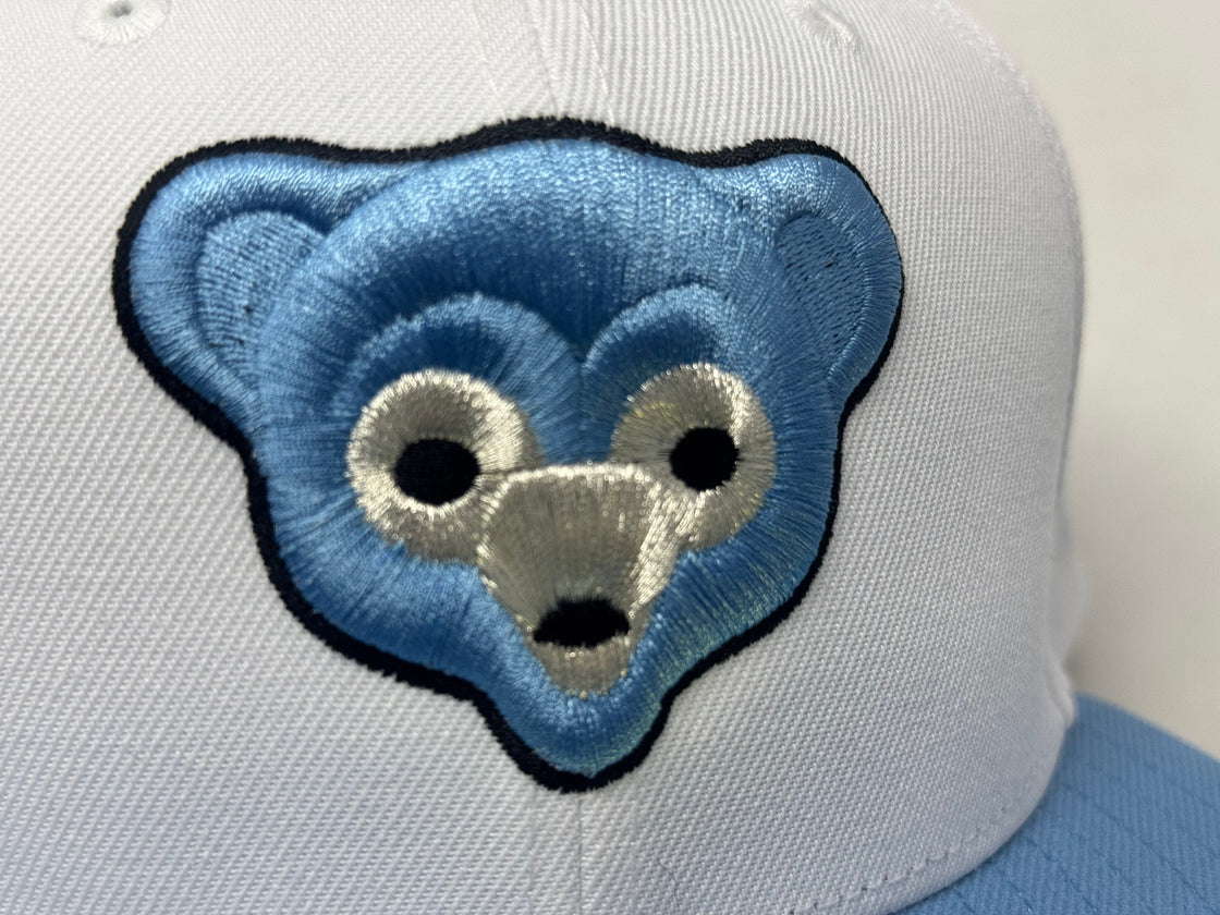 Chicago Cubs Be Alert Foul Ball Logo New Era Fitted Hats-White Sky Blue