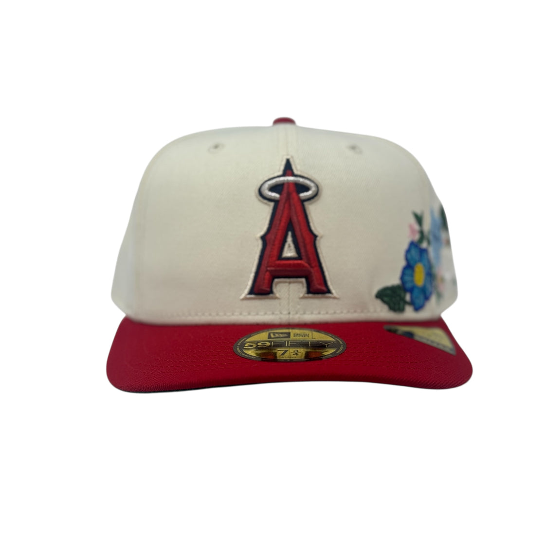 Los Angeles Angels Tonal Floral Pre-Curved Fitted-Off White Red