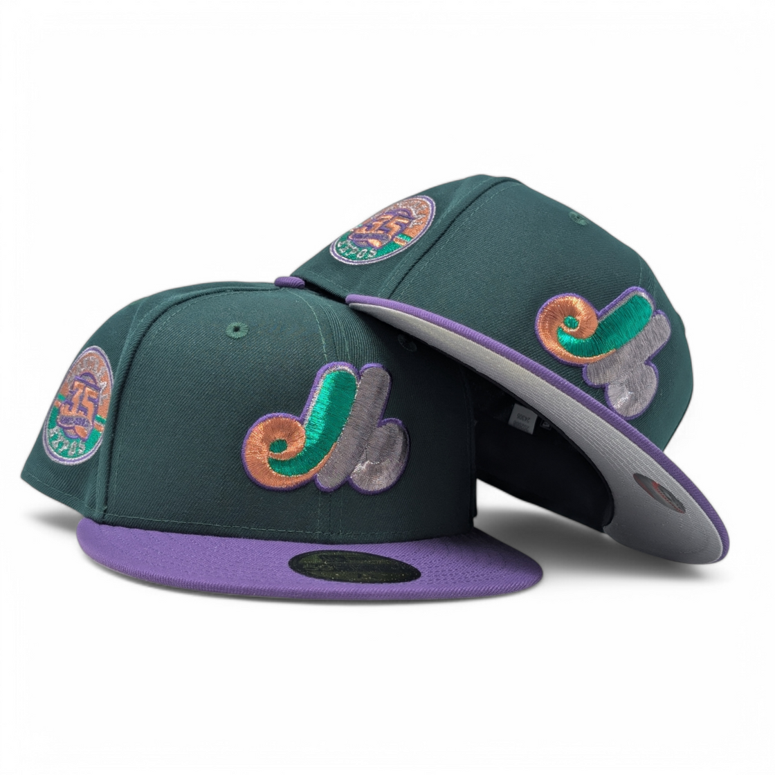 Montreal Expos 35th Anniversary Joker color Green Purple Fitted Hats