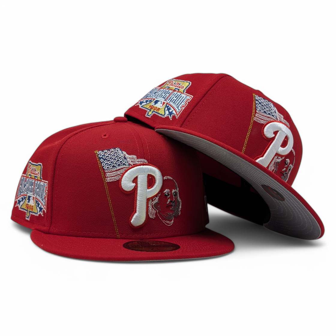 Philadelphia Phillies 1996 All Star Game State Stitch Fitted Hats-Red