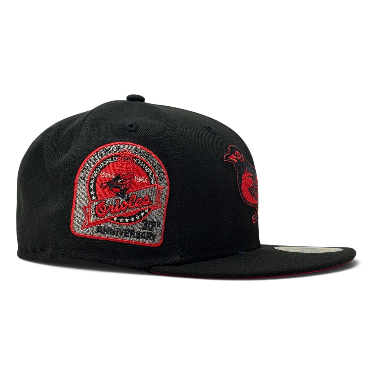 Baltimore Orioles 30th Anniversary New Era All Black/Red Logo Fitted Hat