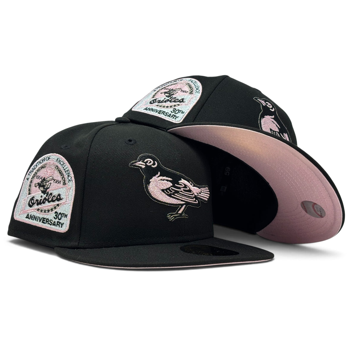 Baltimore Orioles 30th Anniversary New Era All Black/Pink Logo Fitted Hat