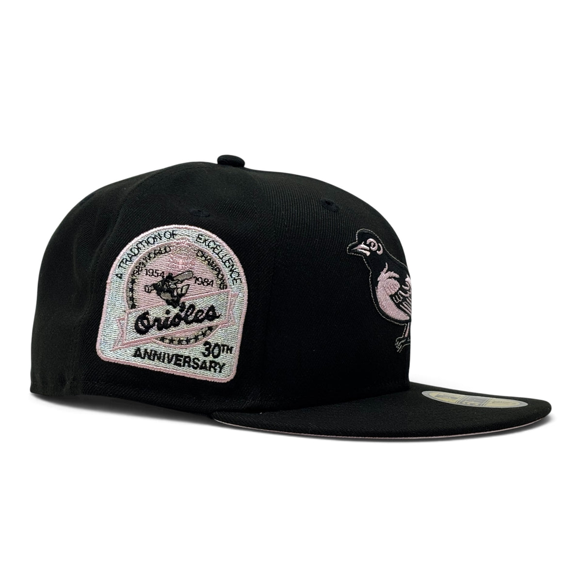 Baltimore Orioles 30th Anniversary New Era All Black/Pink Logo Fitted Hat