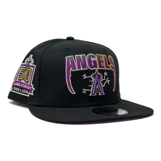 Los Angeles Angels 50th Anniversary Snapback Hats-Black Purple