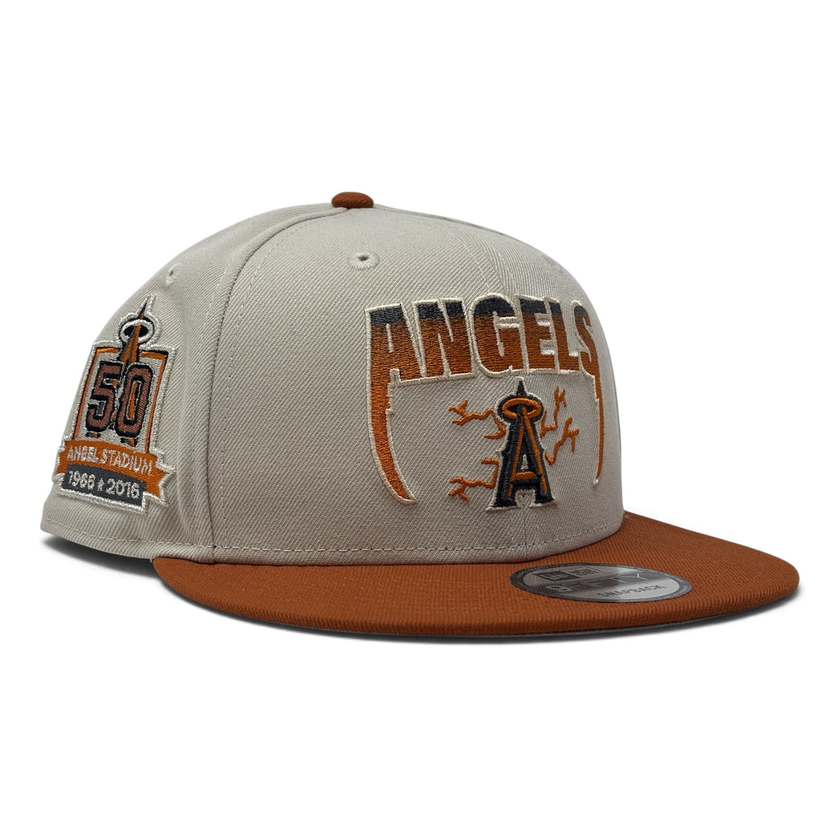 Los Angeles Angels 50th Anniversary Snapback Hats-Chrome Rust Orange