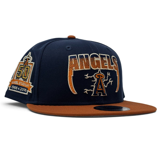 Los Angeles Angels 50th Anniversary Snapback Hats-Navy Rust Orange