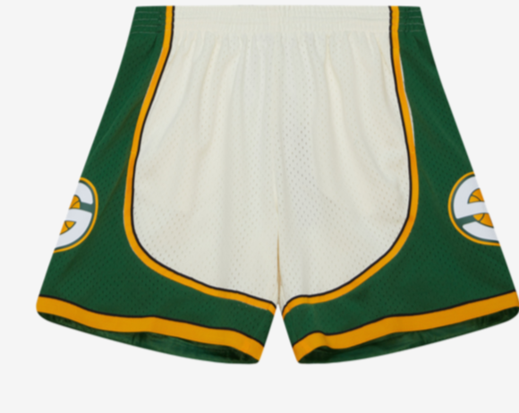 SEATTLE SUPERSONICS MITCHELL AND NESS CREAM SWINGMAN SHORTS
