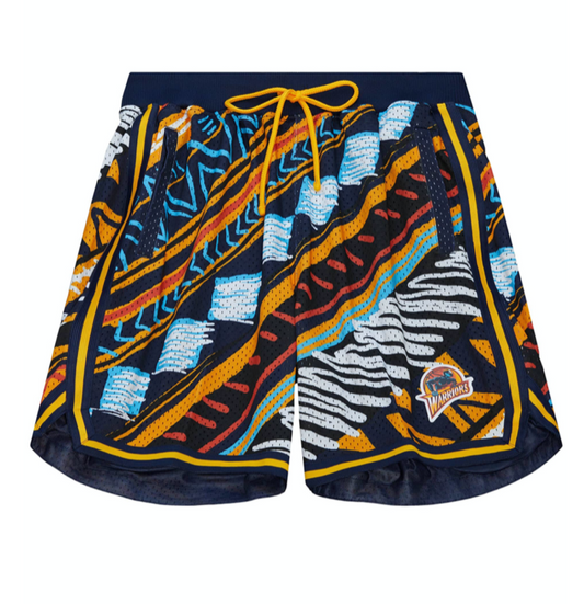 GOLDEN STATE WARRIORS MITCHELL AND NESS GAME DAY PATTERN SHORTS