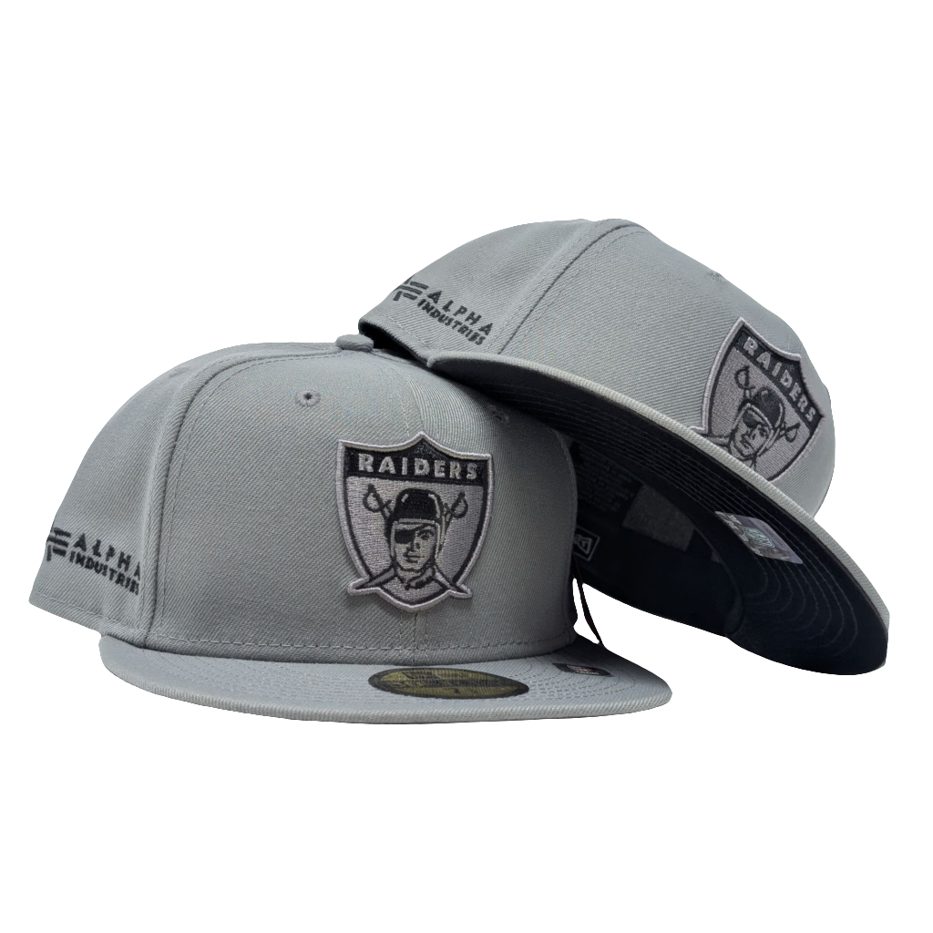 Las Vegas Raiders Alpha Industries 59Fifty Fitted Hats-Gray