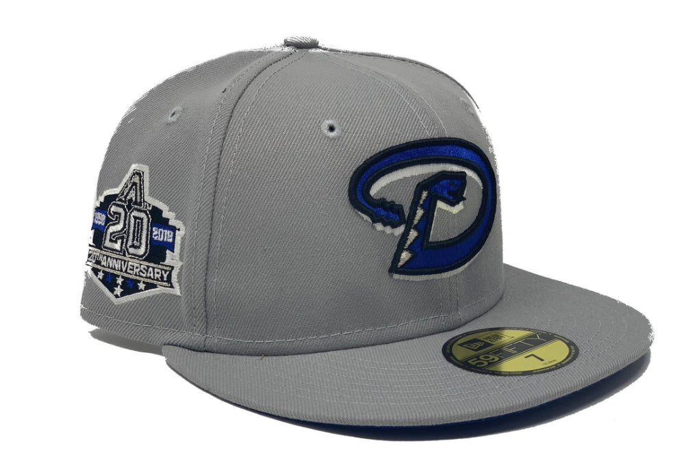 Arizona Diamondbacks 20TH Anniversary Light Gray Royal Blue Brim Fitted Hats