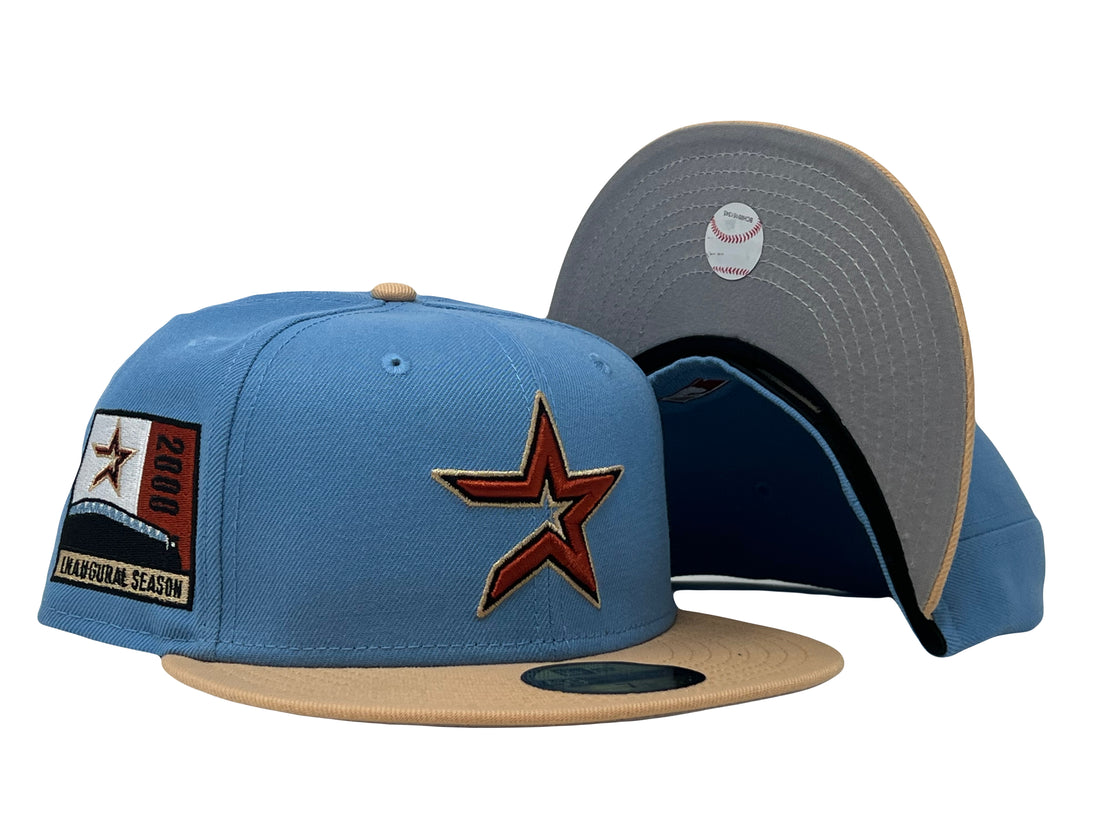 Sky Blue Houston Astros Vegas Gold Visor New Era Fitted Hat