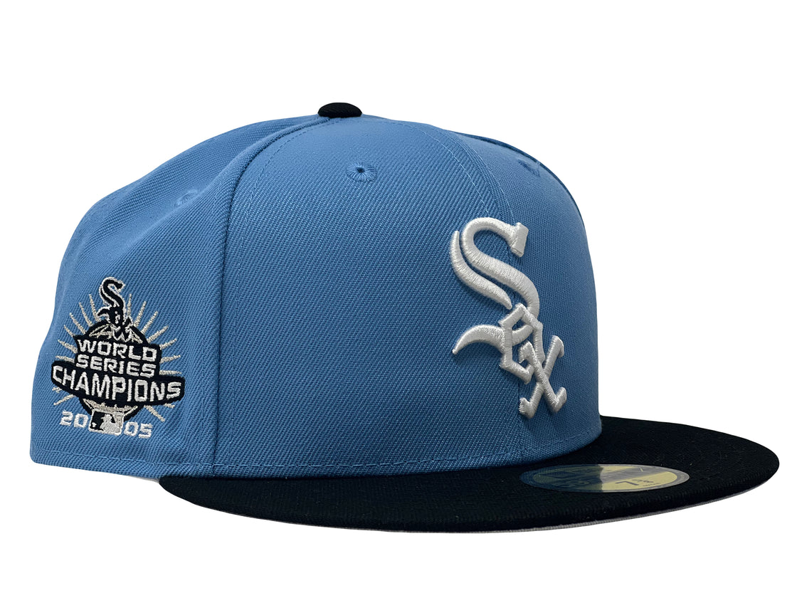 CHICAGO WHITE SOX 2005 WORLD CHAMPIONS SKY BLUE BLACK NEW ERA FITTED HAT
