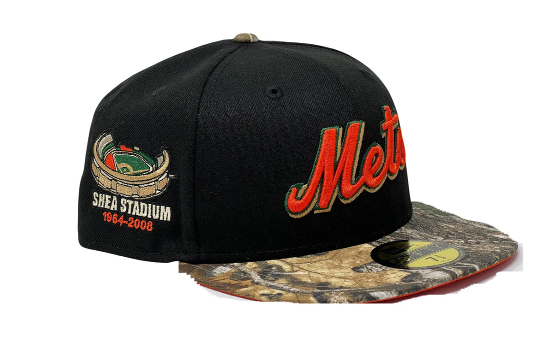 Black NY Mets Shea Stadium Real Tree Collection New Era Fitted Hat