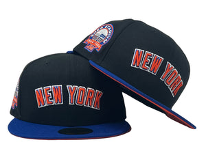 NEW YORK METS 1964-2003 SHEA STADIUM BLACK/ ROYAL  ORANGE BRIM NEW ERA FITTED HAT
