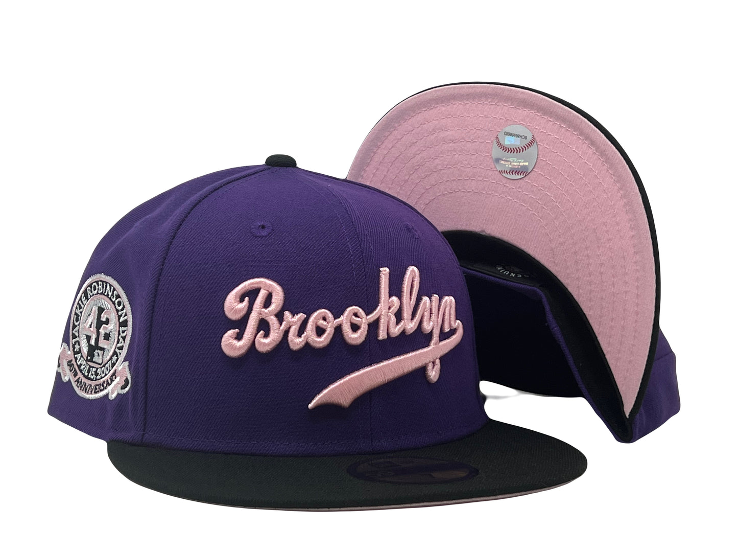 Brooklyn Dodgers Jackie Robinson 60th Anniversary Pink Brim 59Fifty NEW Era Fitted Hat
