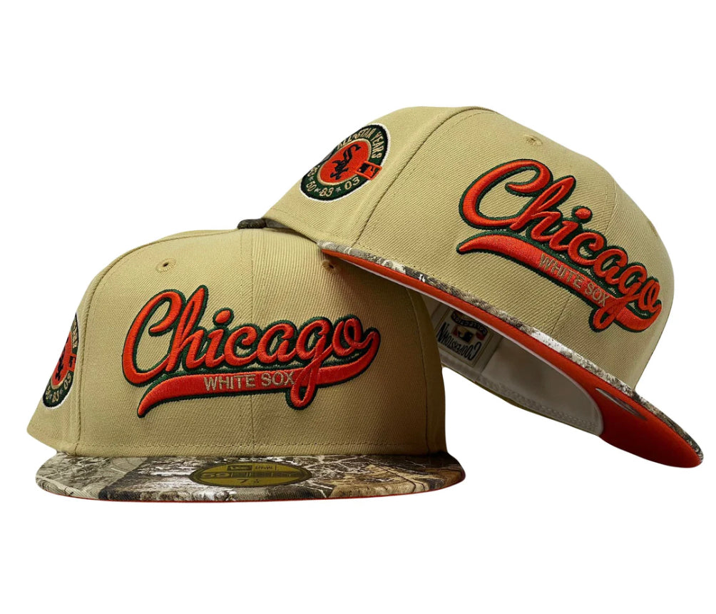 Chicago White Sox 100th Anniversary Real Tree  Orange Brim New Era Fitted Hat