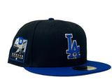 LOS ANGELES DODGERS 60TH ANNIVERSARY BLACK/ ROYAL GRAY BRIM NEW ERA FITTED HAT