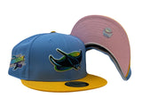 Tampa Bay Devil Rays 1998 Inaugural Season Sky Blue Yellow Pink Brim New Era Fitted Hat