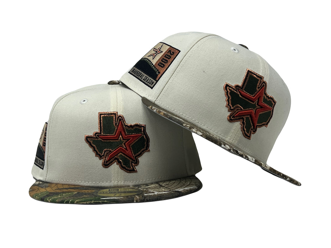 HOUSTON ASTROS 2010 INAUGURAL SEASON CHROME/ REAL TREE VISOR NEW ERA FITTED HAT