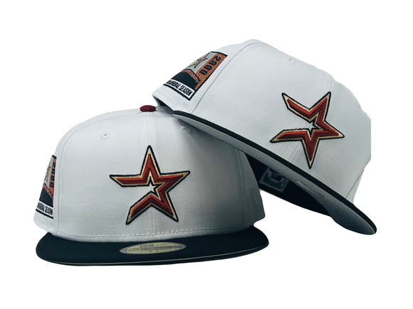 Houston Astros White Black Visor New Era Fitted Hat