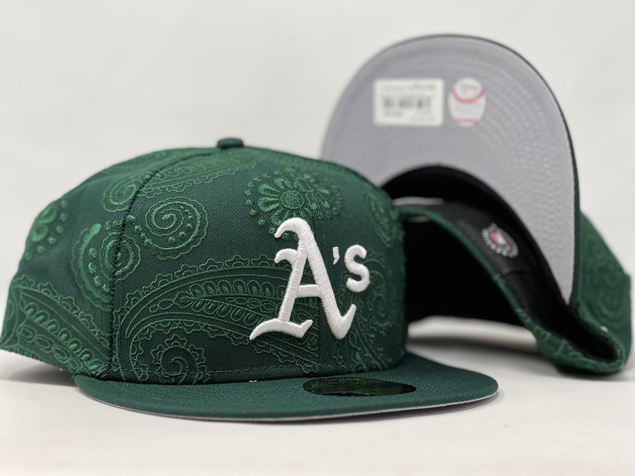 New Era Oakland Athletics 'Patchwork Paisley Undervisor' 59FIFTY Fitted Dark Green