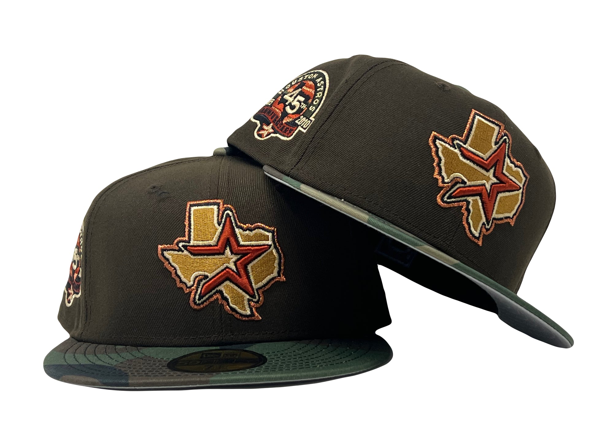 Brown Houston Astros Woodland Camo Visor New Era Fitted Hat