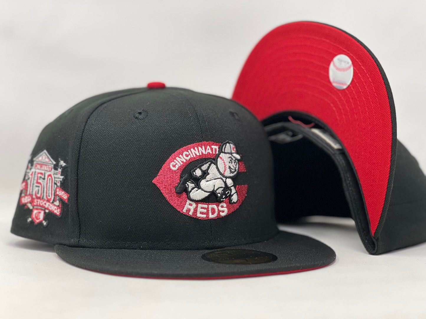 CINCINNATI REDS 150TH ANNIVERSARY RED BRIM NEW ERA FITTED HAT