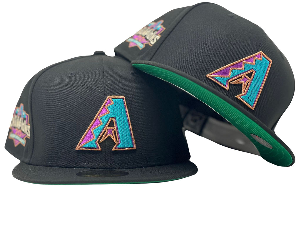 ARIZONA DIAMONDBACKS 2001 WORLD CHAMPIONS GREEN BRIM NEW ERA FITTED HAT