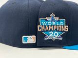 LOS ANGELES ANGELES 2002 WORLD CHAMPIONS NAVY BLUE JEWEL GRAY BRIM NEW ERA FITTED HAT