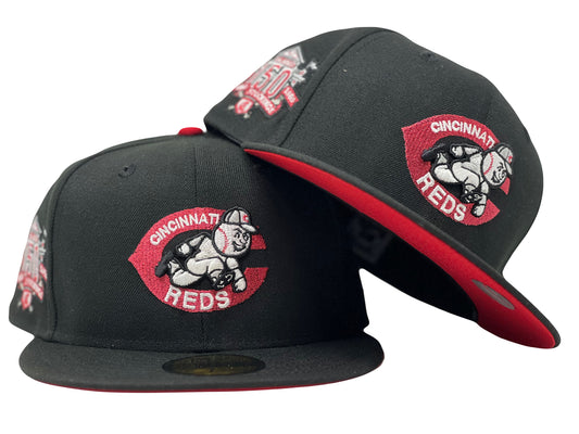 CINCINNATI REDS 150TH ANNIVERSARY RED BRIM NEW ERA FITTED HAT