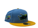 Tampa Bay Devil Rays 1998 Inaugural Season Sky Blue Yellow Pink Brim New Era Fitted Hat