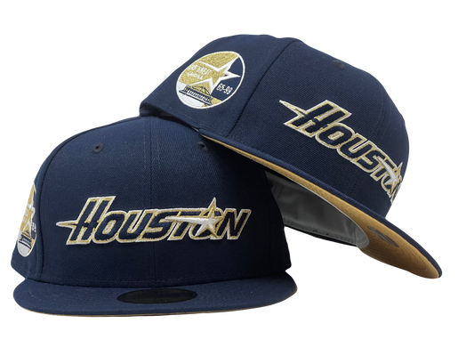 HOUSTON ASTROS 35TH ANNIVERSARY METALLIC GOLD BRIM NEW ERA FITTED HAT