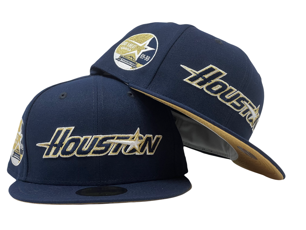 HOUSTON ASTROS 35TH ANNIVERSARY METALLIC GOLD BRIM NEW ERA FITTED HAT