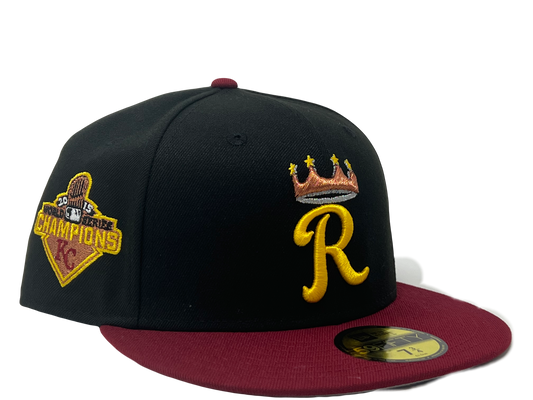 Kansas City Royals 2015 World Series Champions Black Burgundy New Era Fitted Hat