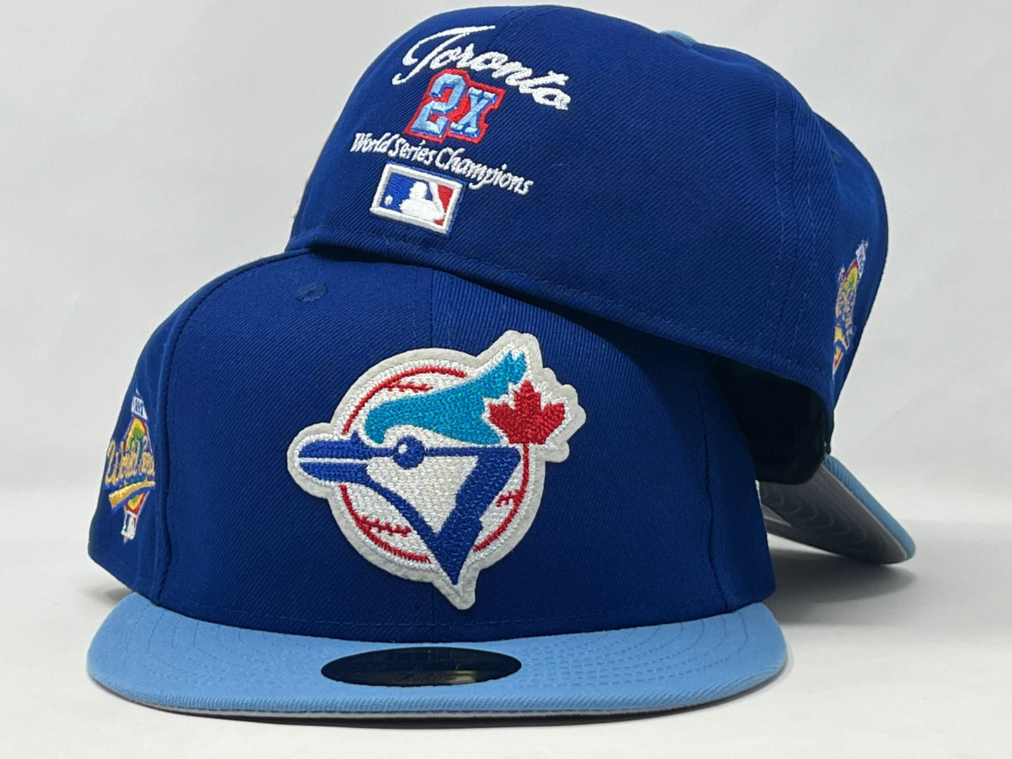 TORONTO BLUE JAYS 2X WORLD SERIES CHAMPIONS GRAY BRIM NEW ERA FITTED HAT