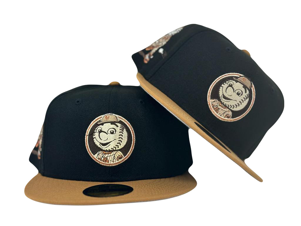 Black New York Mets Mr. Mets Man New Era Custom Fitted Hat