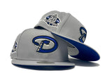 ARIZONA DIAMONDBACKS 20TH ANNIVERSARY LIGHT GRAY ROYAL BLUE BRIM NEW ERA HAT