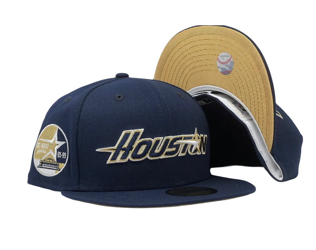 HOUSTON ASTROS 35TH ANNIVERSARY METALLIC GOLD BRIM NEW ERA FITTED HAT