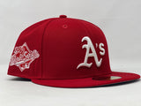OAKLAND ATHLETICS 1989 WORLD SERIES RED GRAY BRIM NEW ERA FITTED HAT