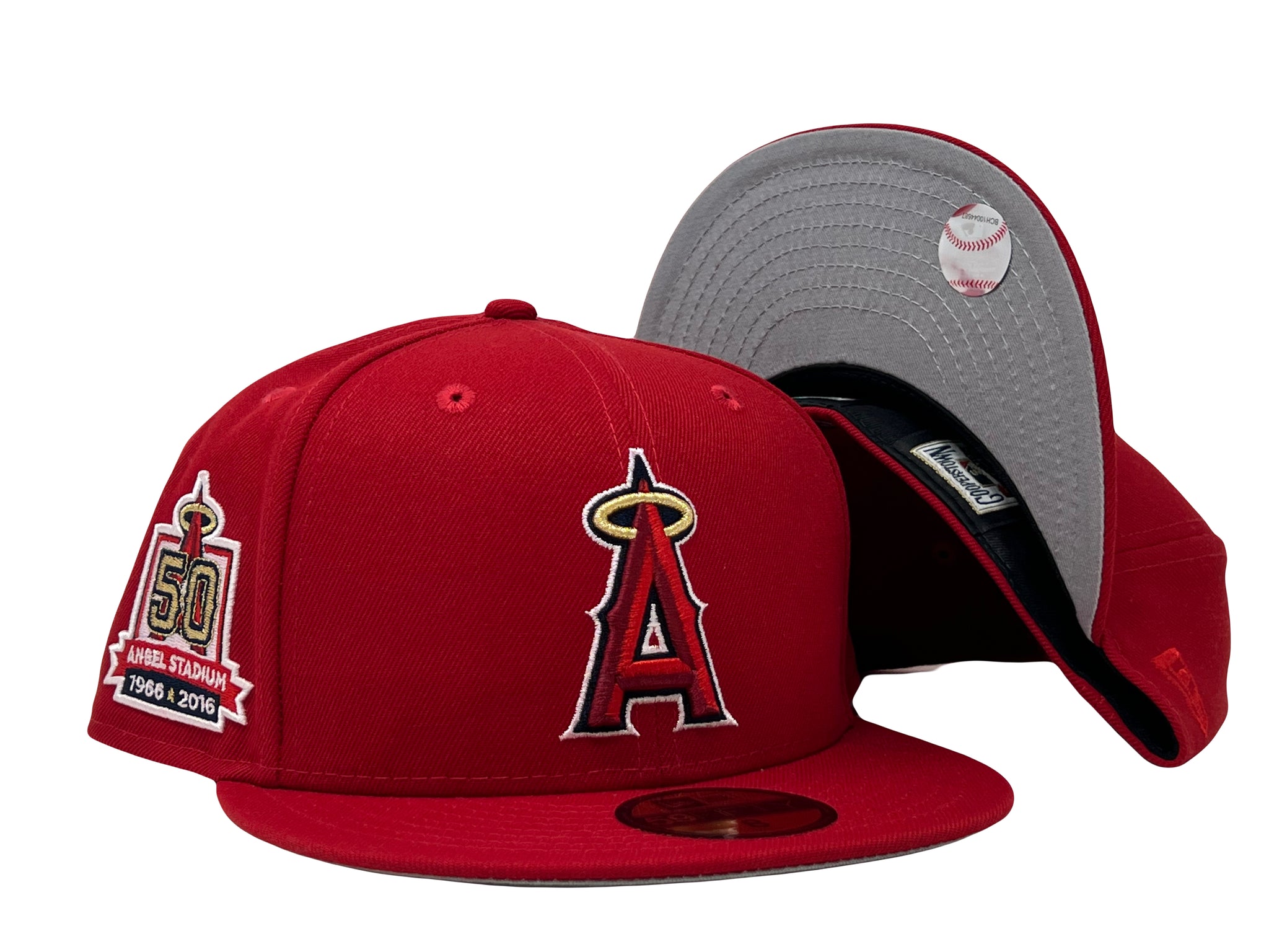 Los Angeles Angels 50th Anniversary Red Gray Brim New Era Fitted