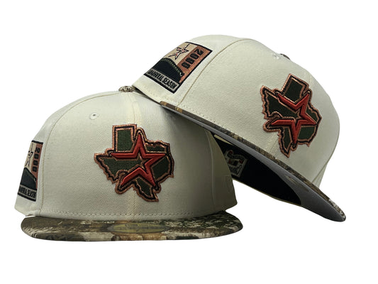 HOUSTON ASTROS 2010 INAUGURAL SEASON CHROME/ REAL TREE VISOR NEW ERA FITTED HAT
