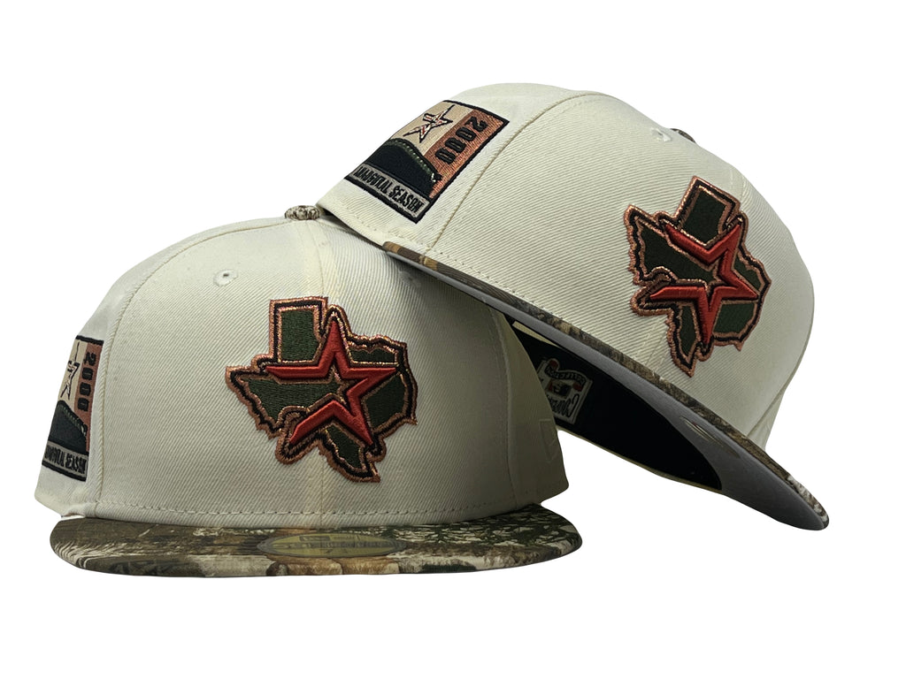 HOUSTON ASTROS 2010 INAUGURAL SEASON CHROME/ REAL TREE VISOR NEW ERA FITTED HAT