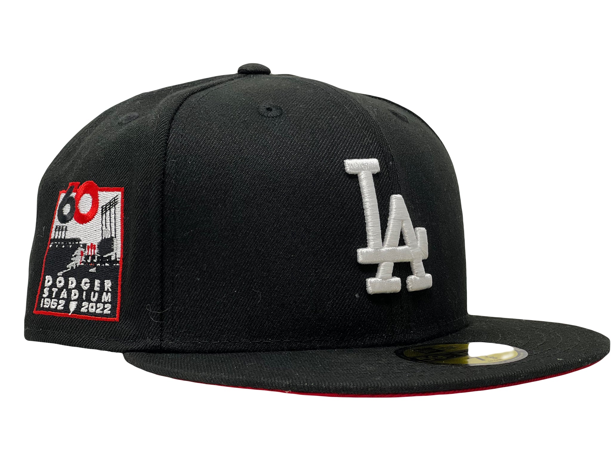 Los Angeles Dodgers New Era All Black With Red Logo 59FIFTY Fitted