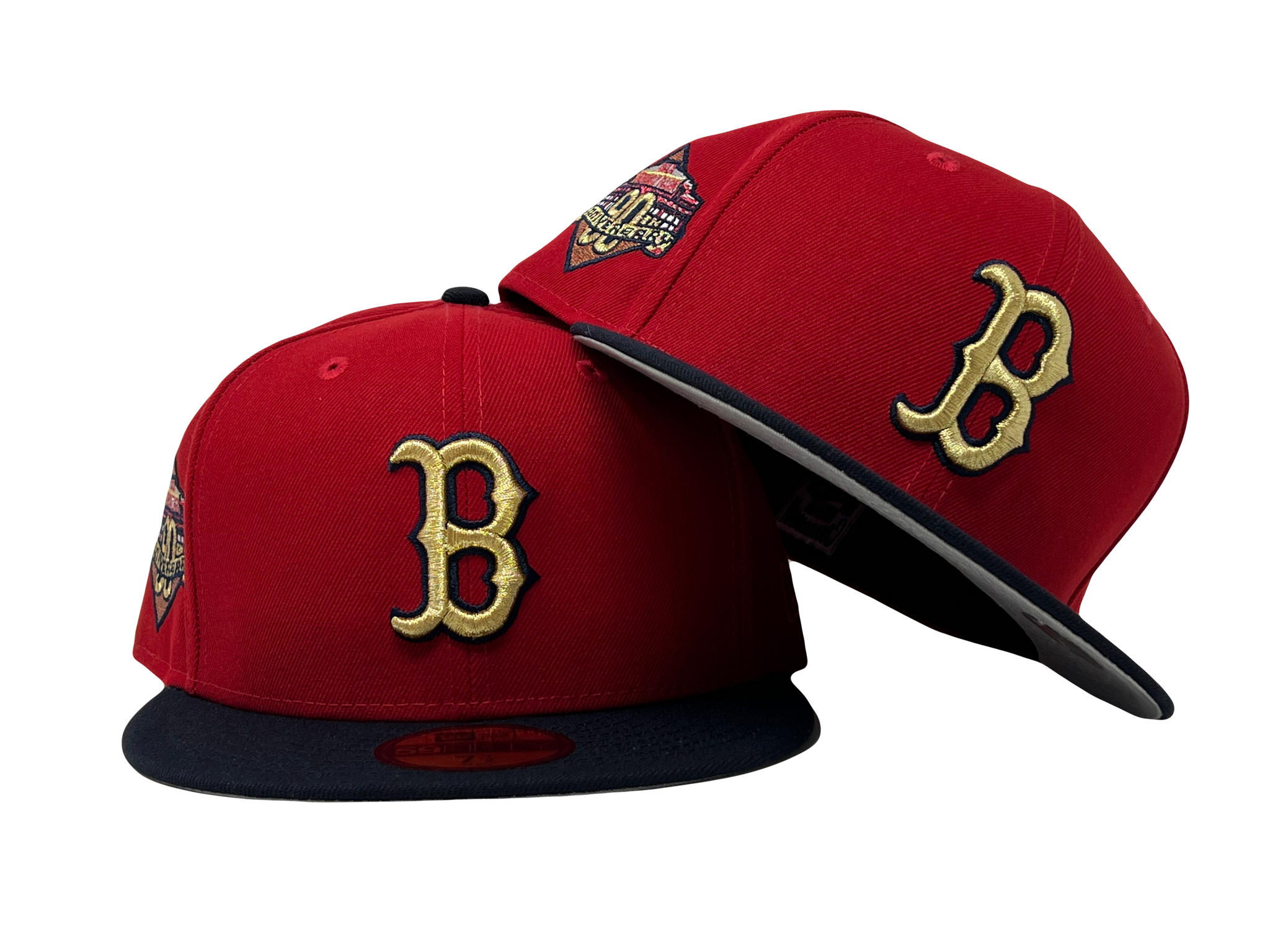 Boston Red Sox 90th Anniversary Fenway Park Red/ Navy Blue Gray Brim New  Era Fitted Hat – Sports World 165